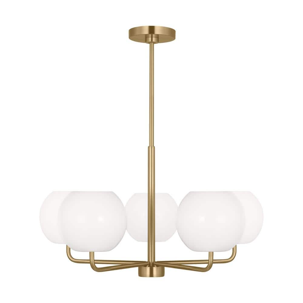 Rory Medium 26.875 in. 5-Light Satin Bronze Chandelier with Opal Glass Shades price history on PriceWatchPro