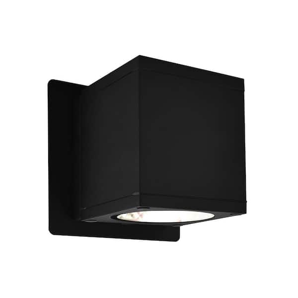 LUXRITE 3 in. Black Outdoor LED Up-Down Cube Wall Sconce Light 3CCT 3000K-5000K 18-Watt ETL Listed IP65 Waterproof