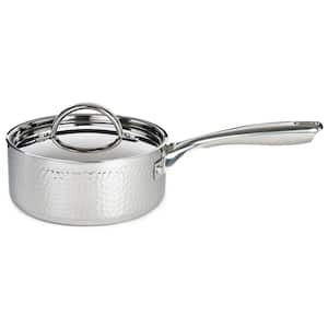 Hammered 2 qt. Tri-Ply Stainless Steel Saucepan with SS Lid, 7 in.