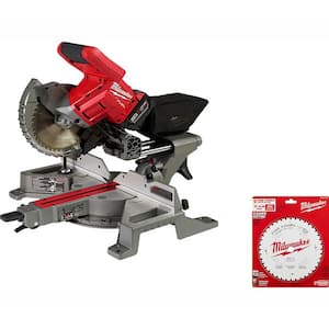 M18 FUEL 18V Lithium-Ion Brushless Cordless 7-1/4 in. Dual Bevel Sliding Compound Miter Saw Kit with Extra Blade