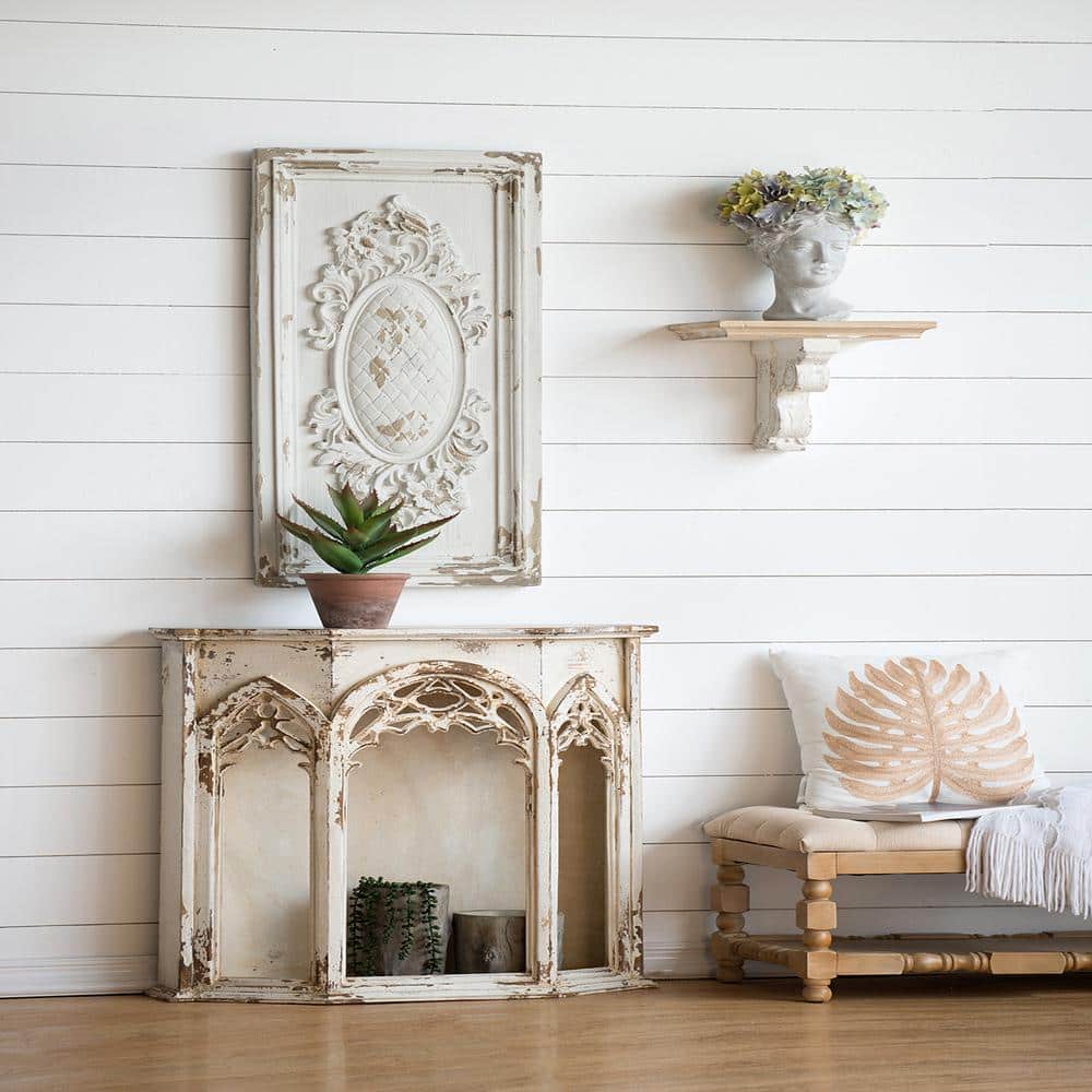 Large White Rectangle Metal Decorative Wall Art Panel, Wall Sculpture, for 
