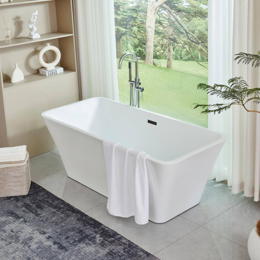 67'' White Acrylic Freestanding Soaking Bathtub