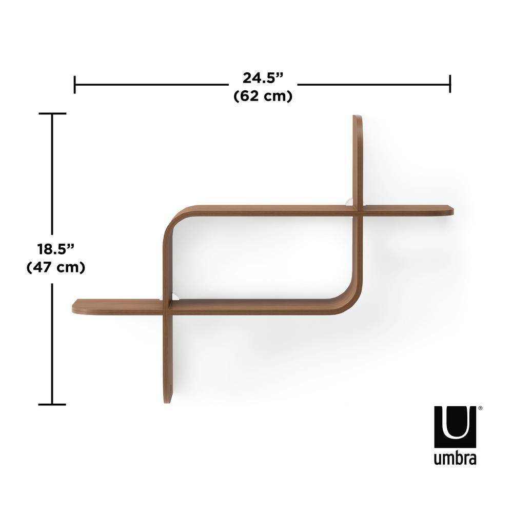 Elias Light Walnut Rubberwood Modern Wall Shelf