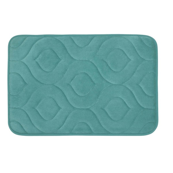 BounceComfort Naoli Marine Blue 20 in. x 34 in. Memory Foam Bath Mat