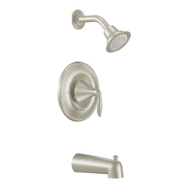 MOEN Eva Posi-Temp 1-Handle Tub and Shower Trim Kit in Brushed Nickel (Valve Not Included)
