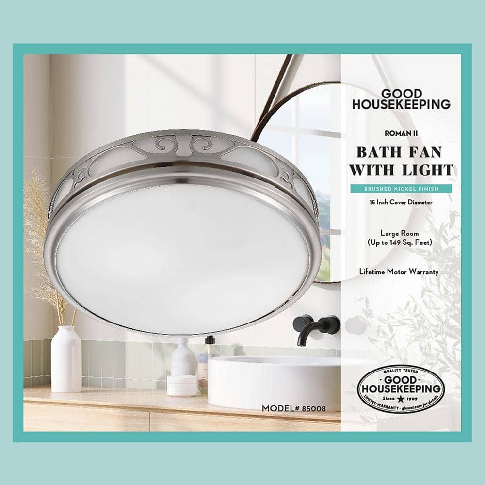 Brushed Nickel Round LED Ceiling Exhaust Fan with Light