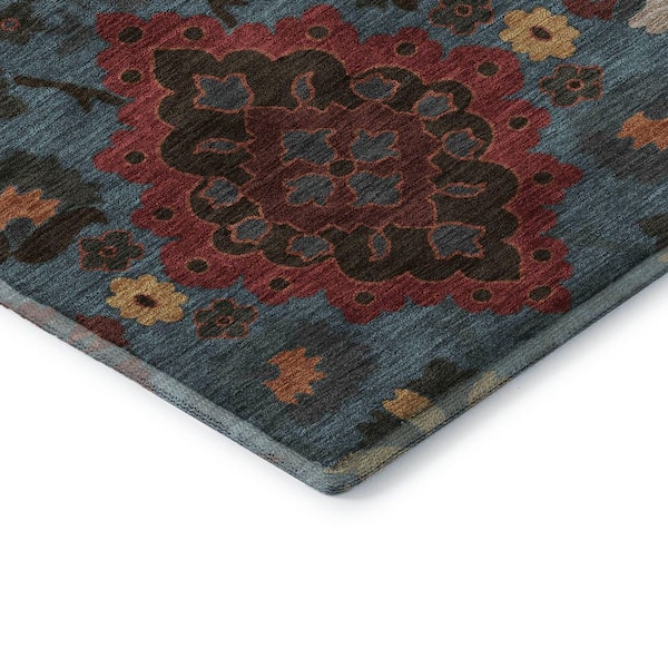 Mayfield Premium Machine Washable Abstract AMF1002 Denim 5 ft. x 7 ft. 6 in. Area Rug