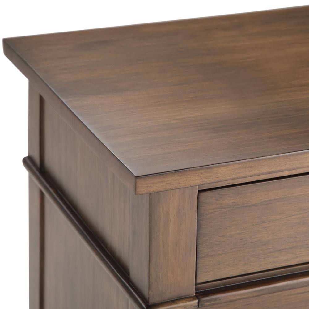 Carlton Rustic Natural Aged Brown Solid Wood Bedside Table