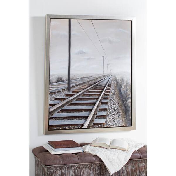 Download Litton Lane Industrial Style 3d Railroad Framed Canvas Wall Art 87792 The Home Depot