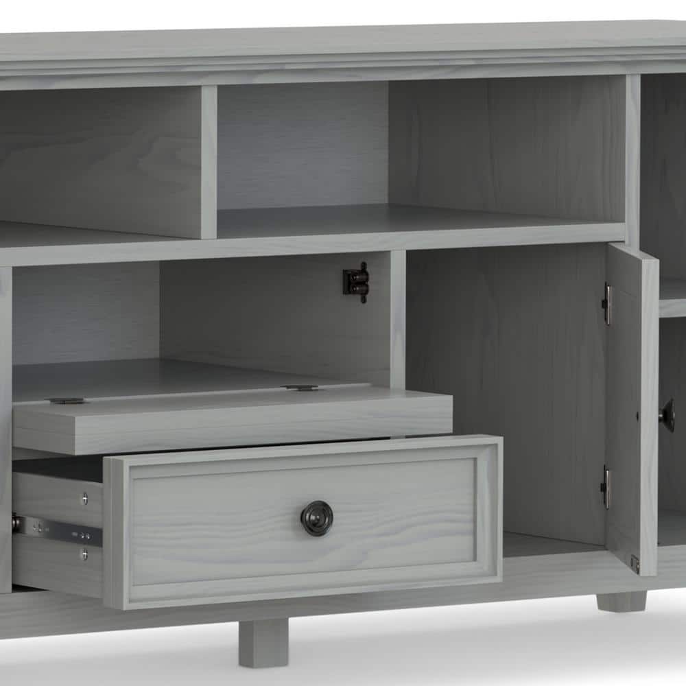Fog Grey Solid Wood 72" Traditional TV Media Stand with Cabinets