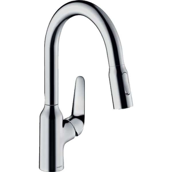 Hansgrohe Focus N Single-Handle Pull Down Sprayer Kitchen Faucet with QuickClean in Chrome