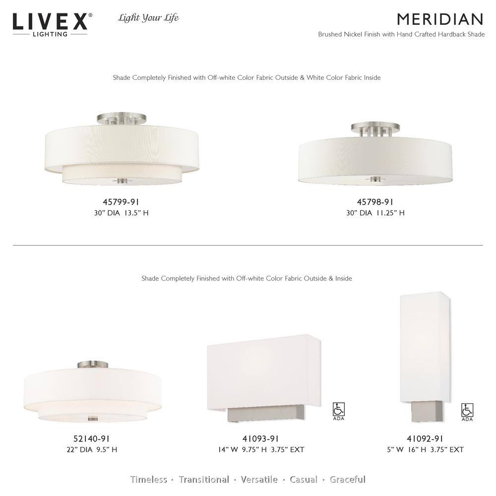 Clark Brushed Nickel 1-Light ADA Compliant Wall Sconce with Off-White Shade