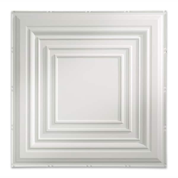 Fasade Traditional Style #3 2 ft. x 2 ft. Vinyl Lay-In Ceiling Tile in Gloss White