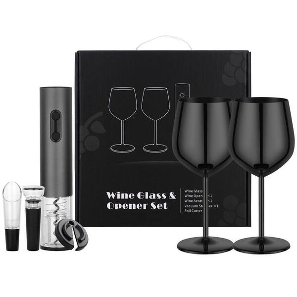Lynzavix Rechargeable Black Electric Wine Opener Set with