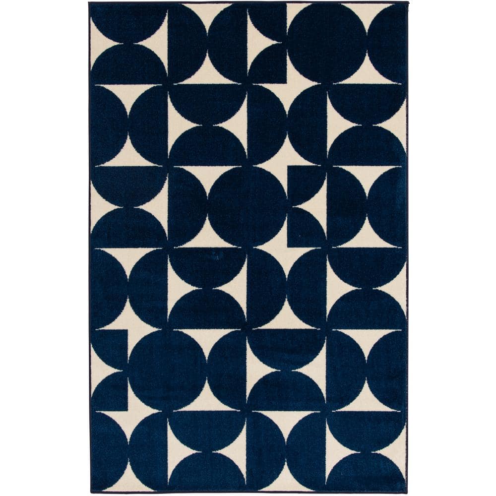 Loomaknoti Terrace Tropic Sevella 6  x 9  Geometric Indoor/Outdoor Area Rug   Blue/White