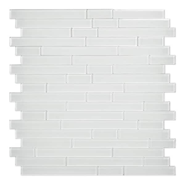 SpeedTiles Serenity White 11.65 in. x 11.69 in. x 5 mm Glass Peel & Stick Wall Mosaic Tile (5.68 sq. ft./case)