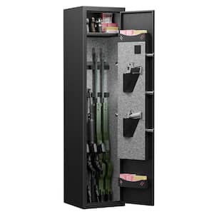 Black Storage Cabinet Long Gun Safe Large Rifle Safe Quick Access Biometric Fingerprint 5 Gun Cabinet with Silent Mode