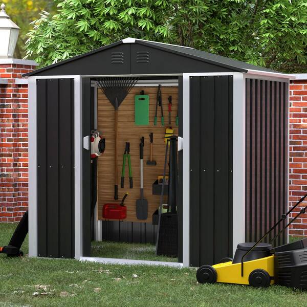 Kaikeeqli 6.5 ft. x 4 ft. Metal Outdoor Garden Storage Shed with ...