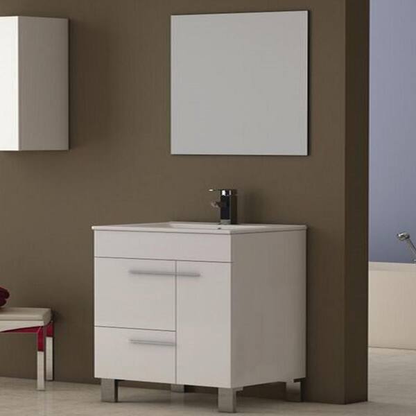 Eviva Cup 31.50 in. W x 18 in. D x 34 in. H Bath Vanity in White with White Ceramic Top with White Sink