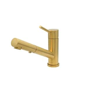 Bali Single Handle Pull Out Sprayer Kitchen Faucet Deckplate Included in Brushed Gold