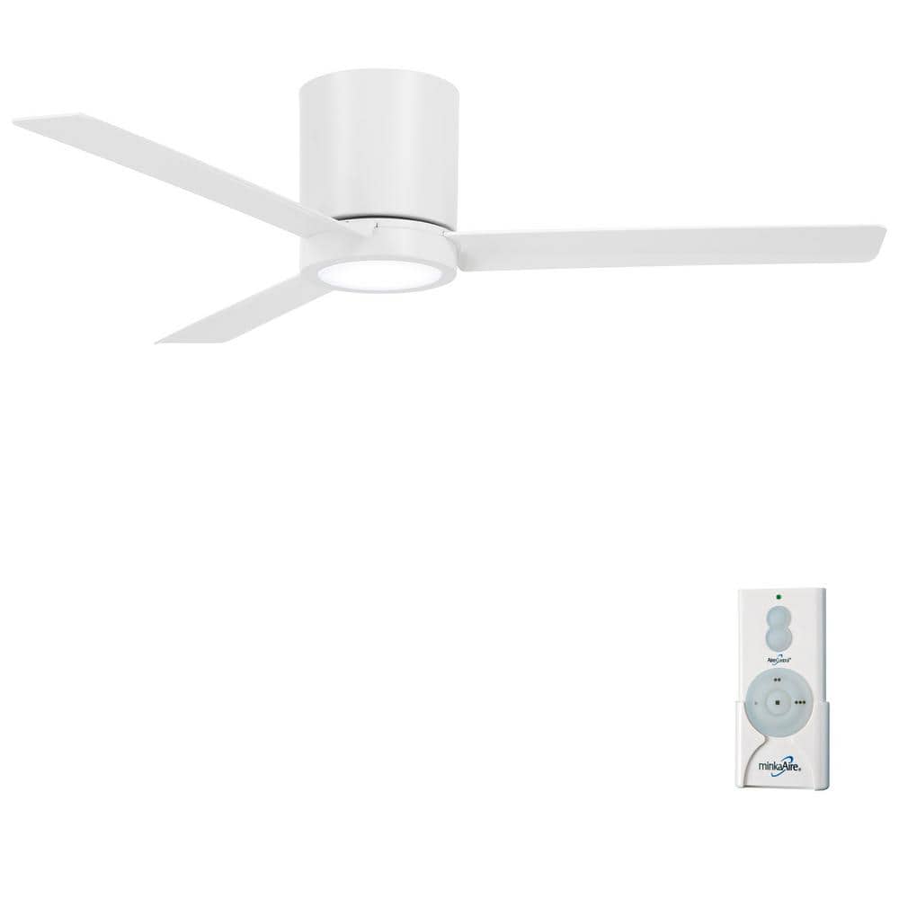 52" Flat White LED Hugger Ceiling Fan with Remote