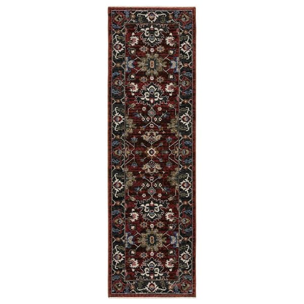 2 ft. x 8 ft. Black Oriental Washable Area Rug