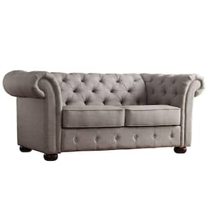 Radcliffe 69 in. Gray Linen 2-Seat Loveseat with Round Arms