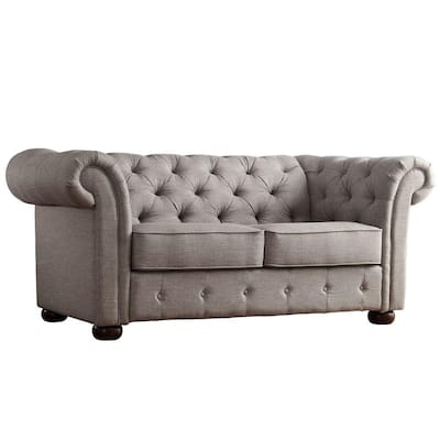 Radcliffe 68.5 in. Grey Linen 2-Seater Loveseat with Round Arms