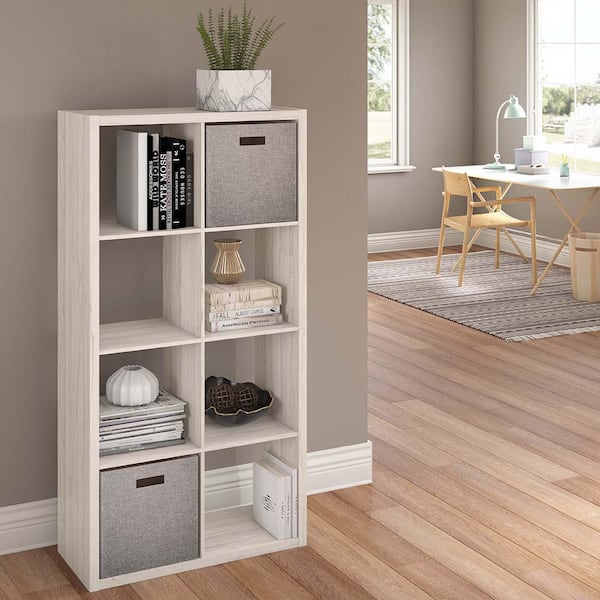 57.95 in. H x 29.84 in. W x 13.50 in. D Bleach Walnut Wood Large 8- Cube Organizer