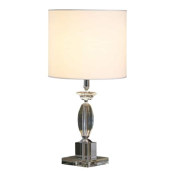 Borealis 23 in. Clear Crystal Modern Table Lamp with Linen Shade