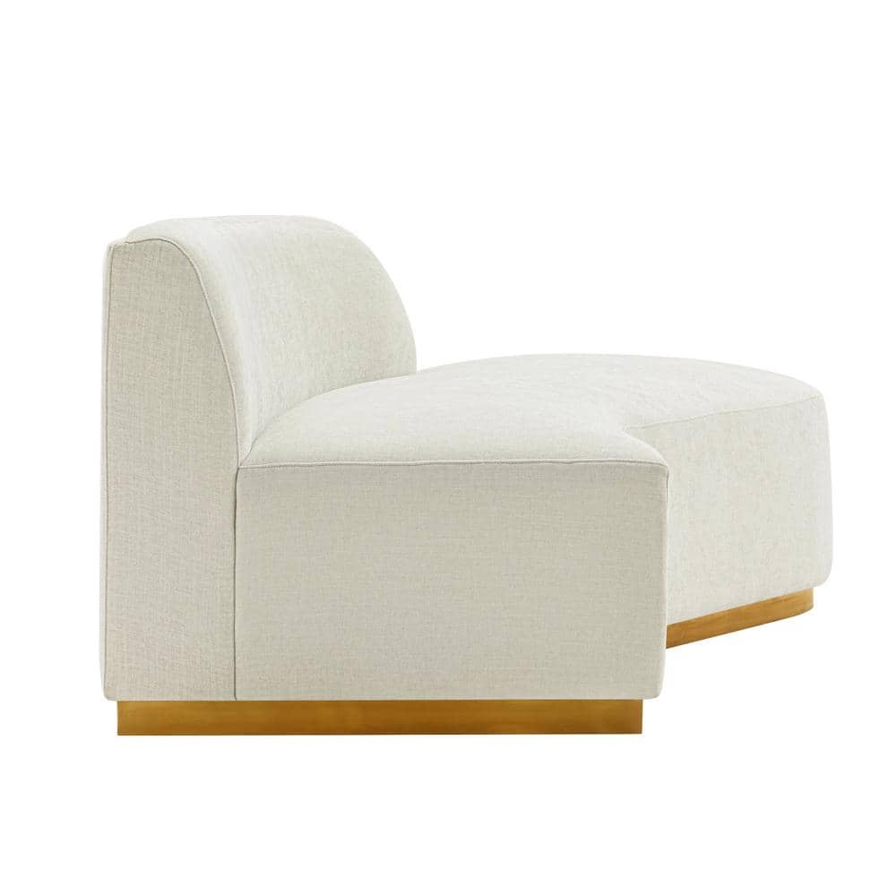 Ivory Linen Upholstered 2-Piece Sectional Sofa with Golden Base