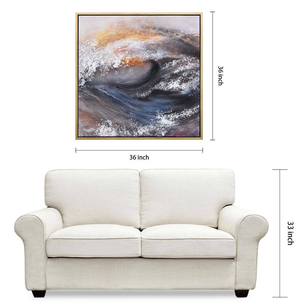 Tornado Abstract Multicolor Hand Painted Canvas Art with Gold Frame