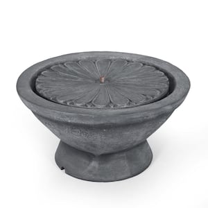 Wellston Outdoor Patio 13.5 in. Flower Waterfall Polyresin Bowl Fountain