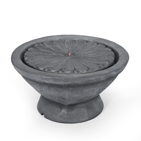 Noble House Wellston Outdoor 13.5 in. Flower Waterfall Polyresin Bowl Fountain