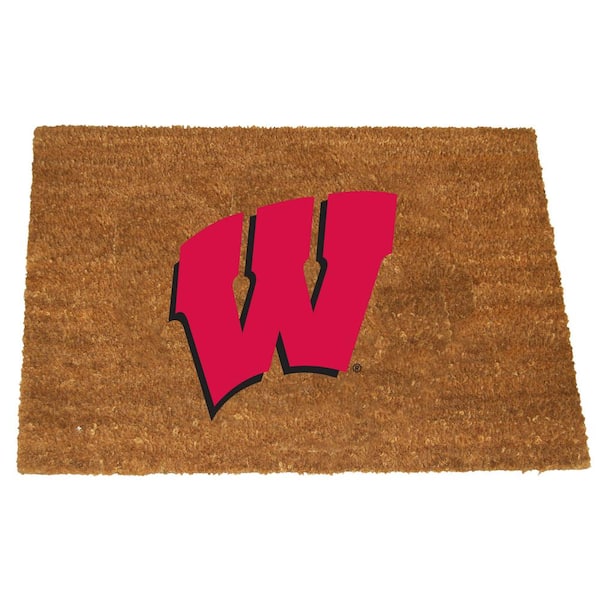 Wisconsin Brown 29.5 in. x 19.5 in. Coir Fiber Colored Logo Door Mat