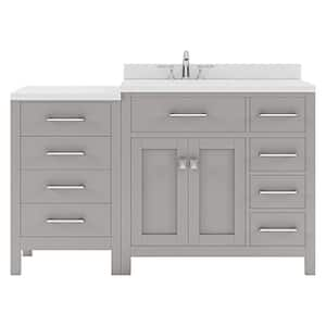 Caroline Parkway 57 in. W x 22 in. D x 35 in. H Single Sink Bath Vanity in Gray with Quartz Top