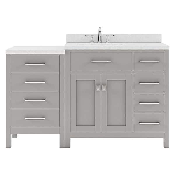 Caroline Parkway 57 in. W x 22 in. D x 35 in. H Single Sink Bath Vanity in Gray with Quartz Top