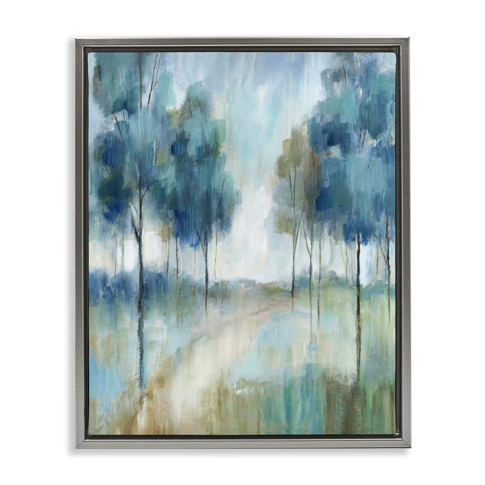 Abstract Blue Woodland Path Trees by Nan Gray Floater Frame Graphic Art Print Nature 21 in. x 17 in. price history on PriceWatchPro