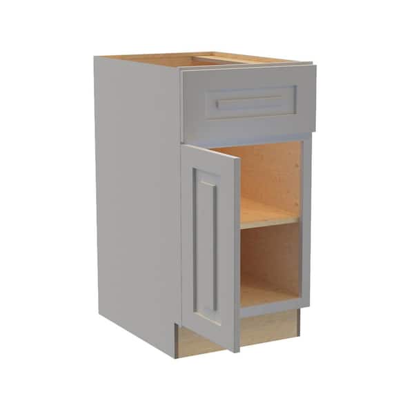 Home Decorators Collection Grayson 18 in. W x 24 in. D x 34.5 in. H Assembled Plywood Base Kitchen Cabinet in Pearl Gray with Soft Close LH