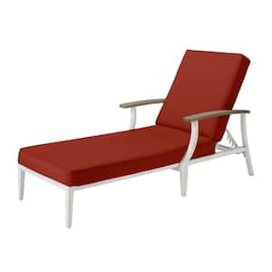 Marina Point White Steel Outdoor Patio Chaise Lounge with Sunbrella Henna Red Cushions