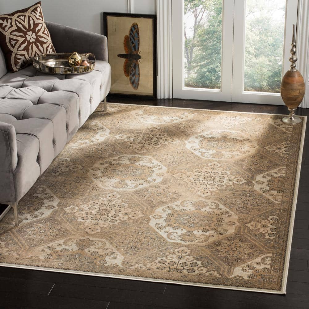 Vintage 7 ft. x 9 ft. Beige/Cream Geometric Ornate Area Rug price history on PriceWatchPro