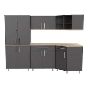 KRATOS 5-Piece Garage Storage System in Dark Gray and Maple (94.5 in. W x 70.8 in. H x 31.5 in. D)