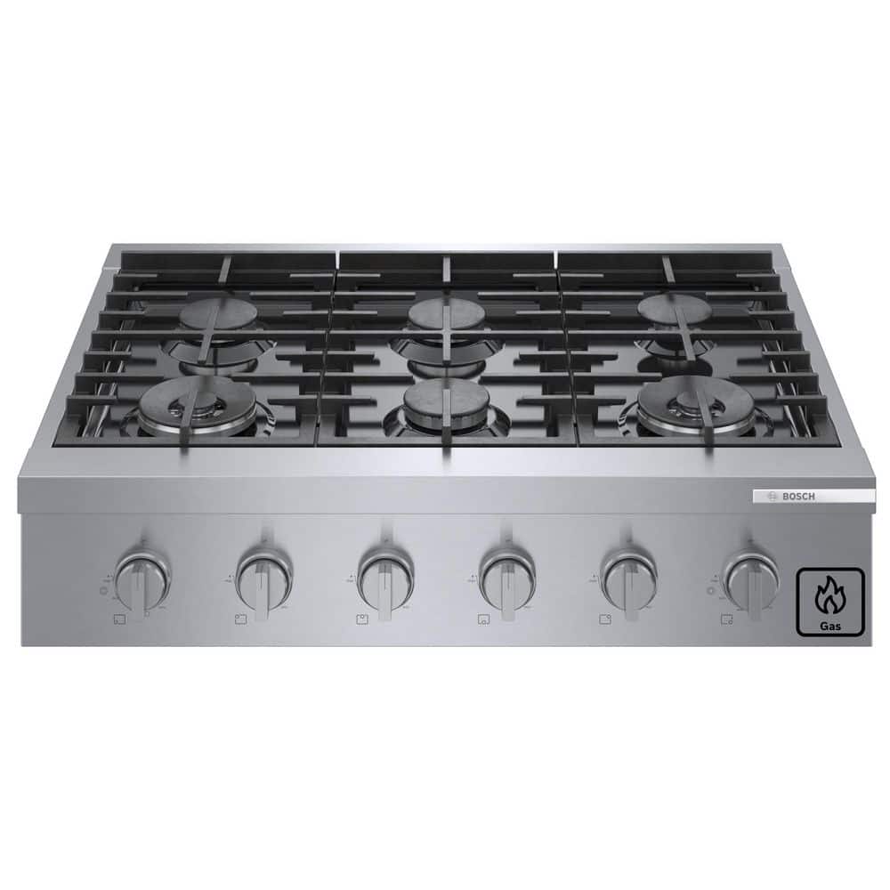 800 Series 36 in. Gas Cooktop in Stainless Steel with 6-Burners Including 18,000 BTU Burner