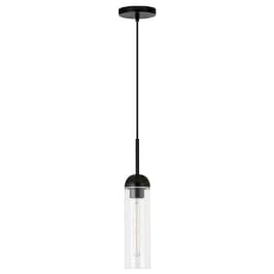 Kagan 1-Light Blackened Steel Pendant with Clear Glass Shade