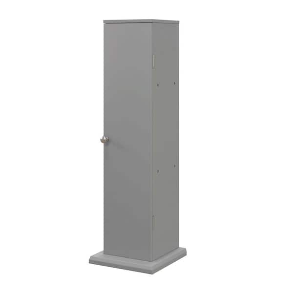 Tileon 8 in. W x 8 in. D x 26 in. H Gray Linen Cabinet, Small Thin Bathroom Floor Toilet Paper Cabinet with Doors and Shelves