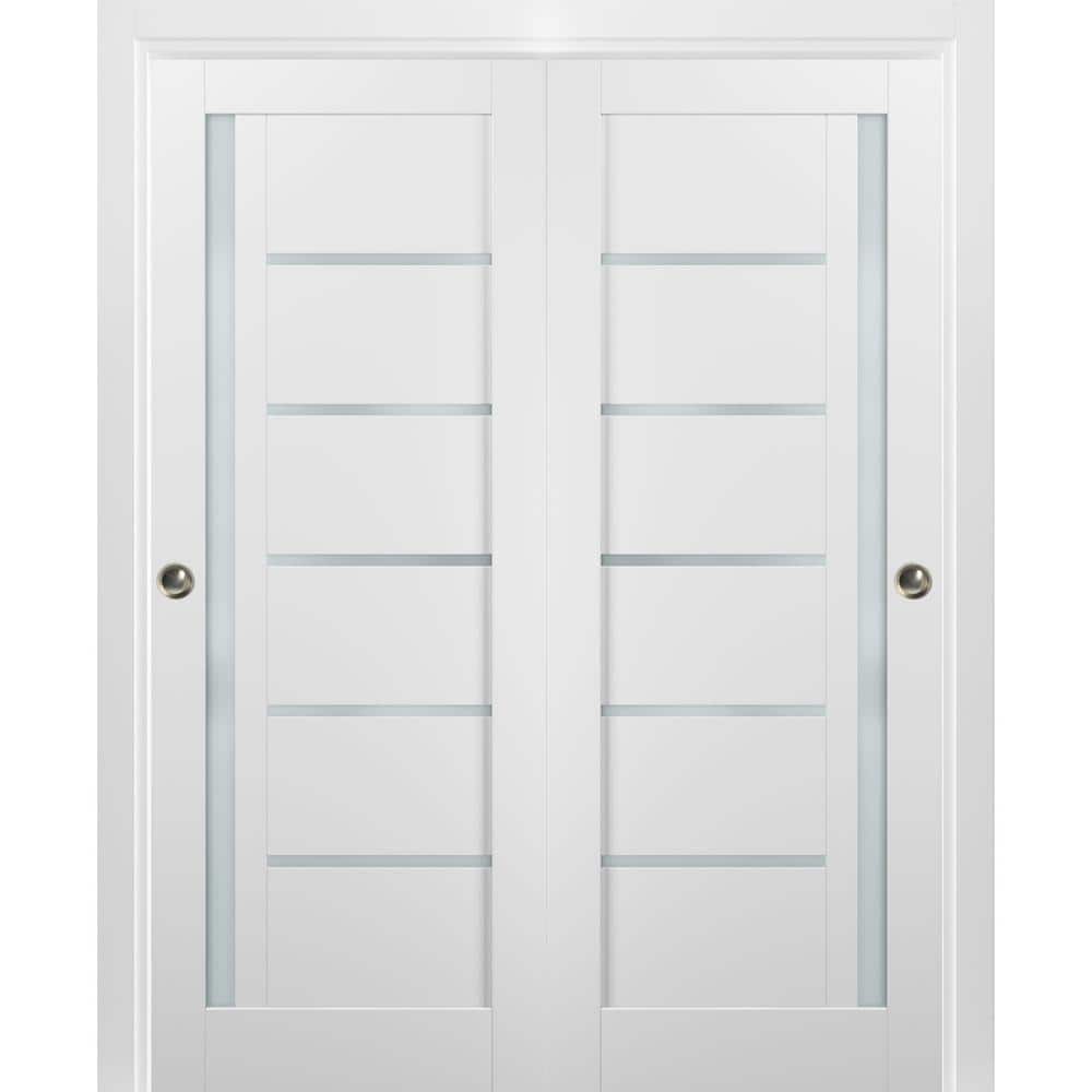 Sartodoors 56 in. x 96 in. Single Panel White Solid MDF Sliding Door ...
