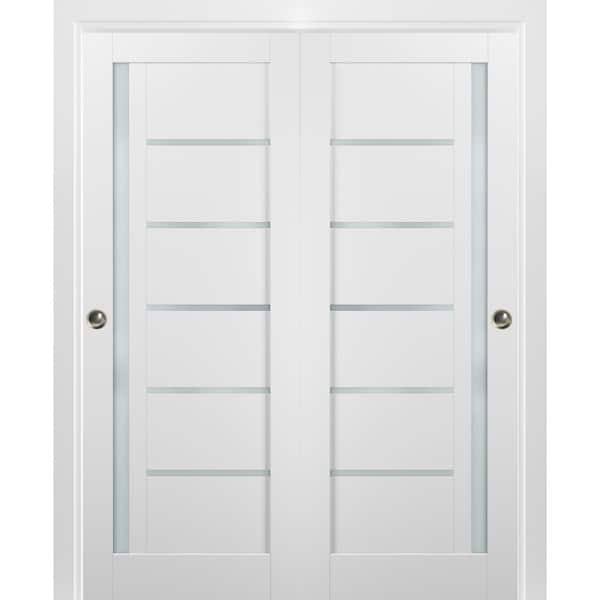 Sartodoors 60 in. x 96 in. Single Panel White Solid MDF Sliding Door with Bypass Sliding Hardware