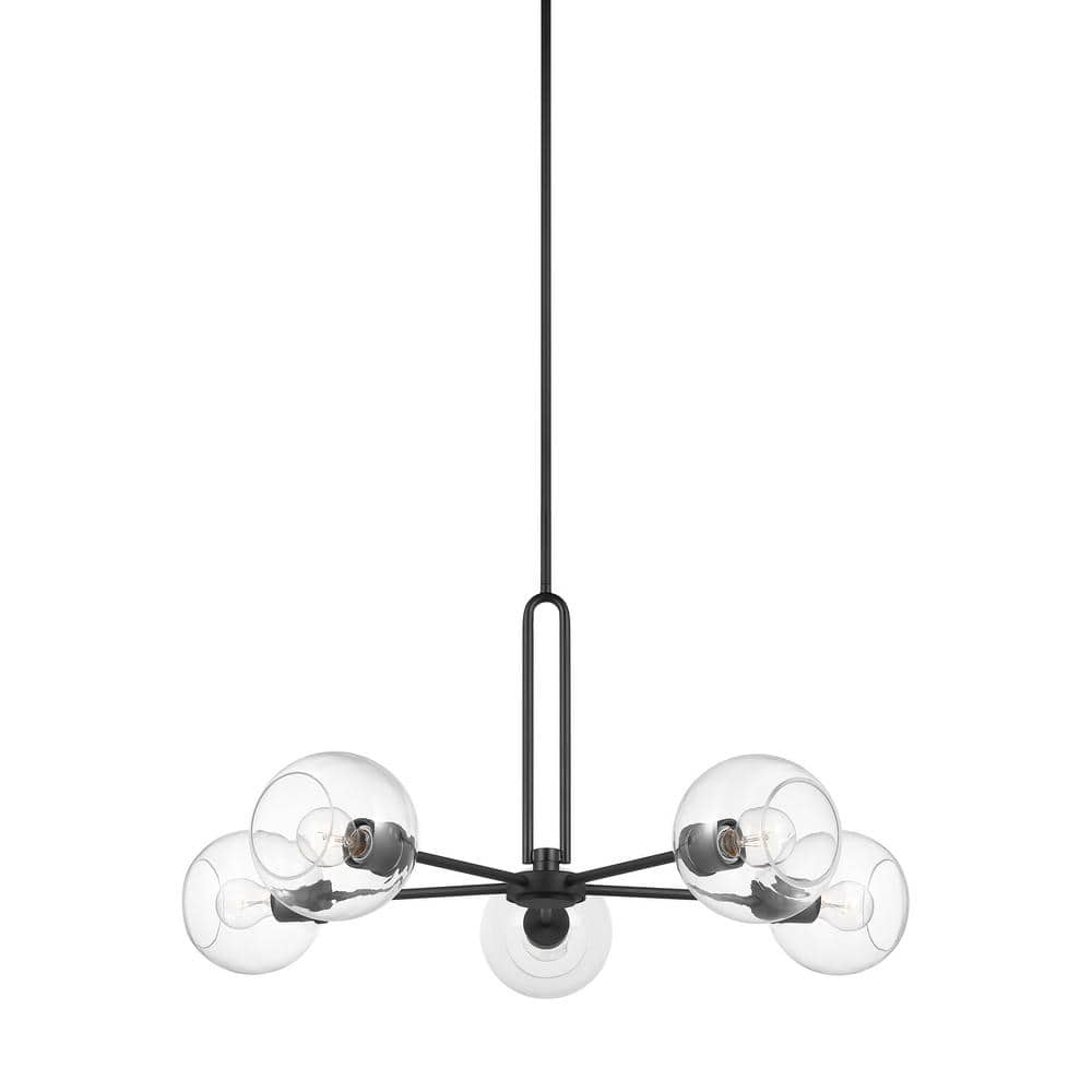 Satin Brass and Clear Glass Sputnik Chandelier