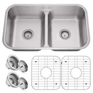 16-Gauge Stainless Steel 32 in. Double Bowl Drop-In Kitchen Sink