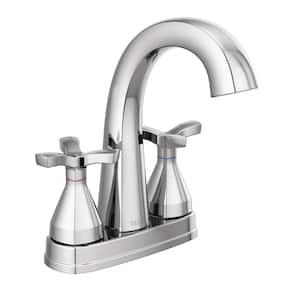Stryke 4 in. Centerset 2-Handle Bathroom Faucet with Metal Drain Assembly in Chrome